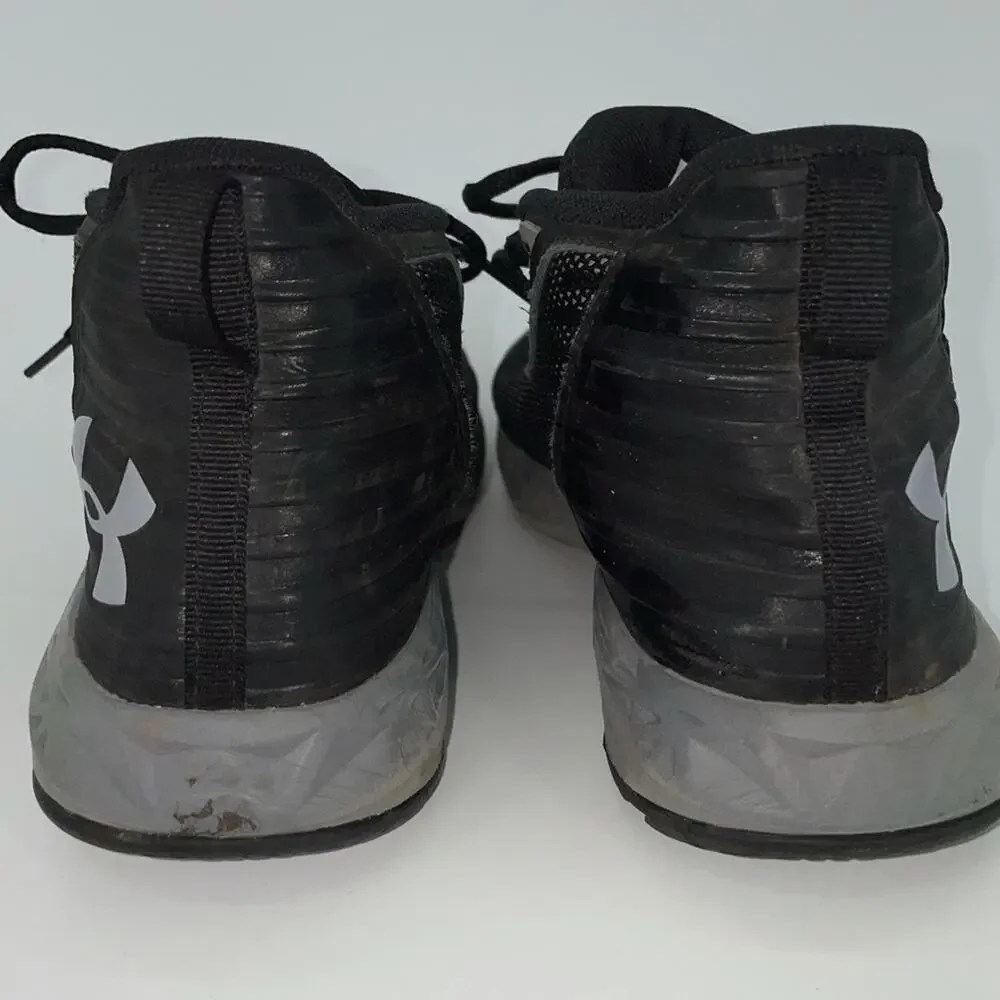 Under Armour‎ High Top Sneaker Black Grey Youth 5 Lace Up Basketball Shoe